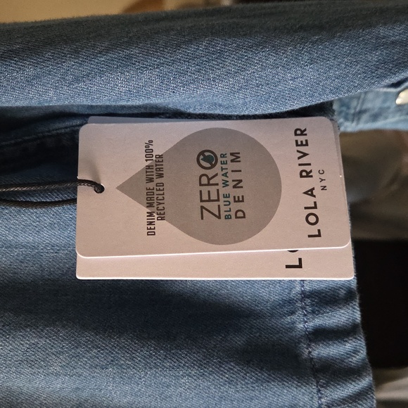 Lola River Blue Denim Button-Up Shirt With Drawstring NWT - Picture 5 of 7